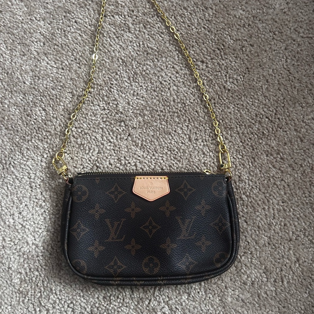 Elegant Monogram Clutch with Gold Chain